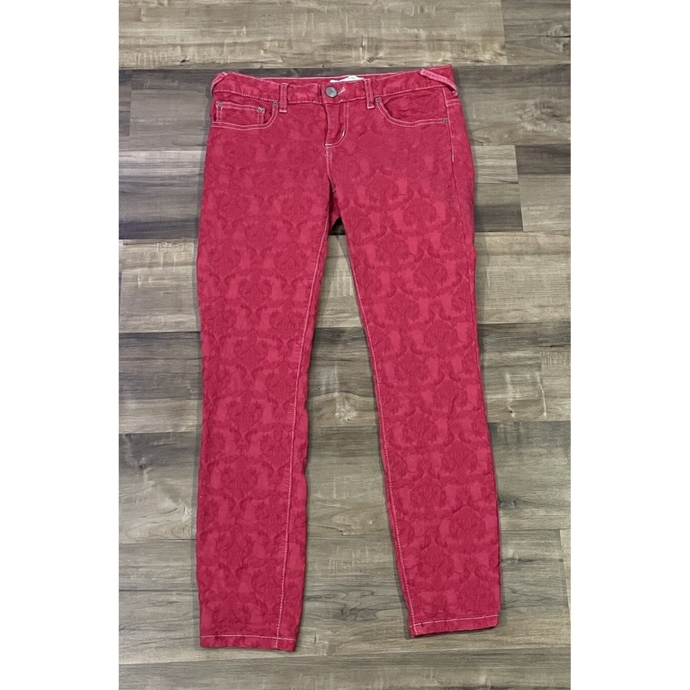 Free People Women's Pants Pink Textured 30x27 Skinny Ankle